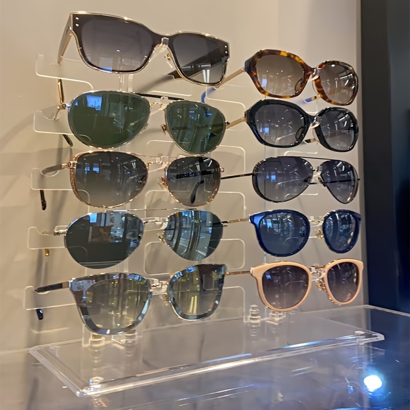 

1pc Clear Acrylic Sunglasses Display Stand, Detachable Organizer Rack For Eyeglasses, Plastic Storage Holder, Transparent Glasses Showcase