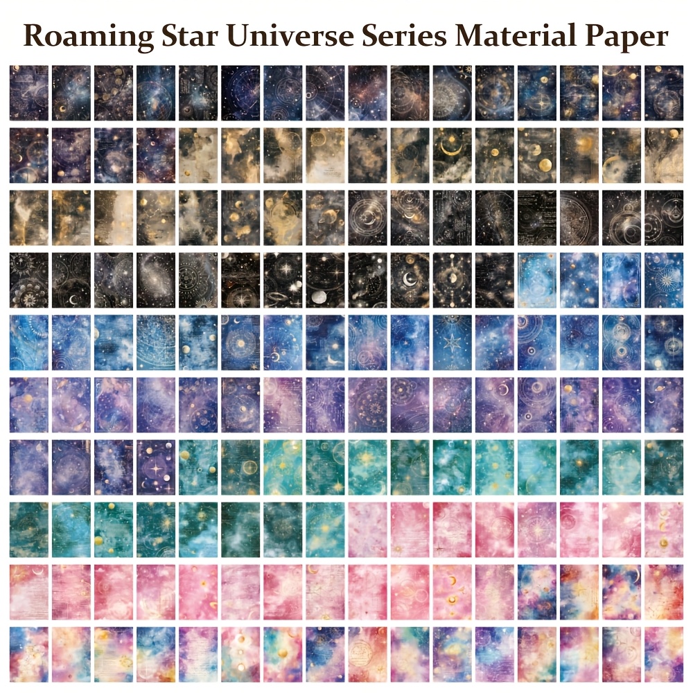 TEMU 160 Sheets Vintage Starry Paper Collection - Oversized Non-adhesive Craft Paper With Unique Patterns, Celestial Maps & Astrological Symbols For
