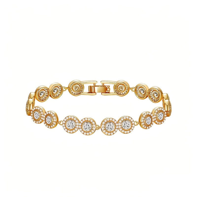 Image of 1 Stylish And Exquisite S925 Silver Bracelet, Inlaid With Round Synthetic Zirconia, Suitable For Daily Wear And Parties, The For Friend Gatherings