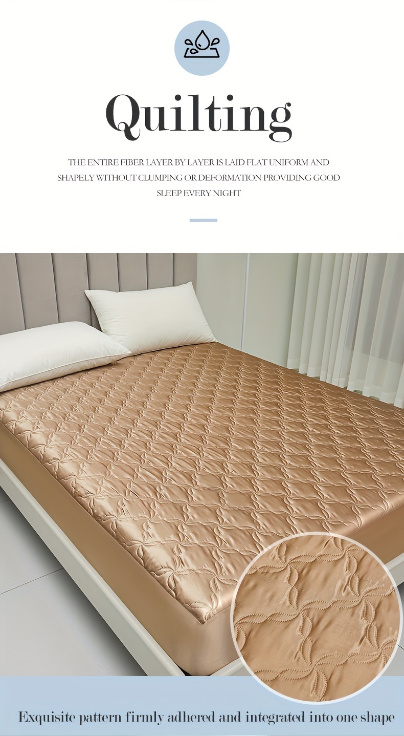 1pc   summer waterproof fitted sheet thickened tpu   comfortable machine washable   polyester   ultrasonic embossed 90g fabric weight suitable for bedroom   hotel mattress protector cover details 15