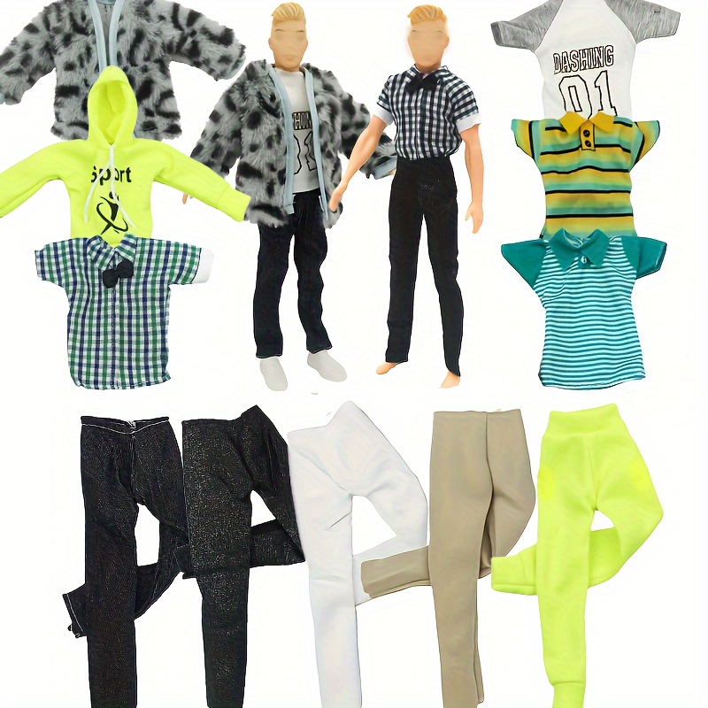 

11-piece Fashion Outfit Set For 11.8" Male Dolls, Clothing And Accessories Pack For Doll House Doll, Ideal For Children 3-6 Years – Birthday Parties, Christmas, And Gift