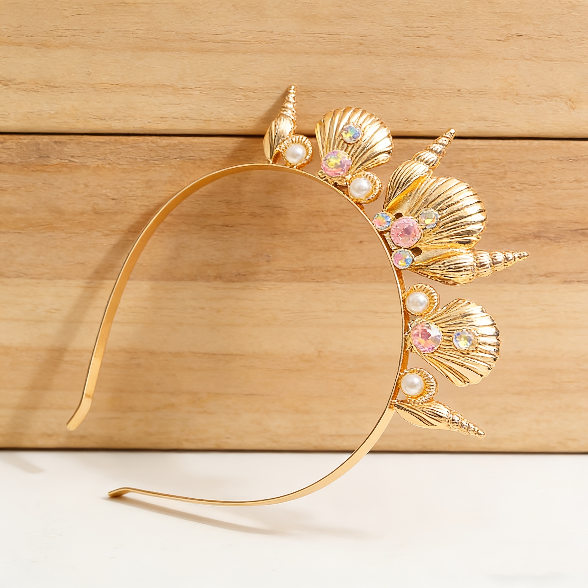 TEMU 1pc Retro Golden Seashell Hair Additions Beach Vacation Must-have Photo Props Banquet Stage Party Headwear