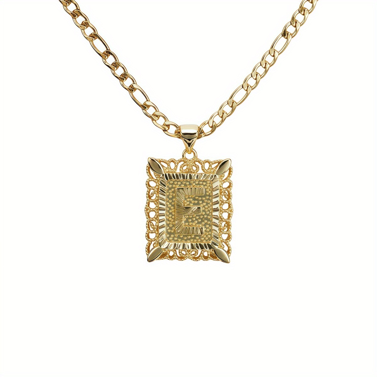 TEMU 1pc 14k Gold Plated 14k Gold Plated Plated 14k Gold Plated 14k Gold Plated Plated Plated Square A-z Letter Pendant Necklace - Vintage