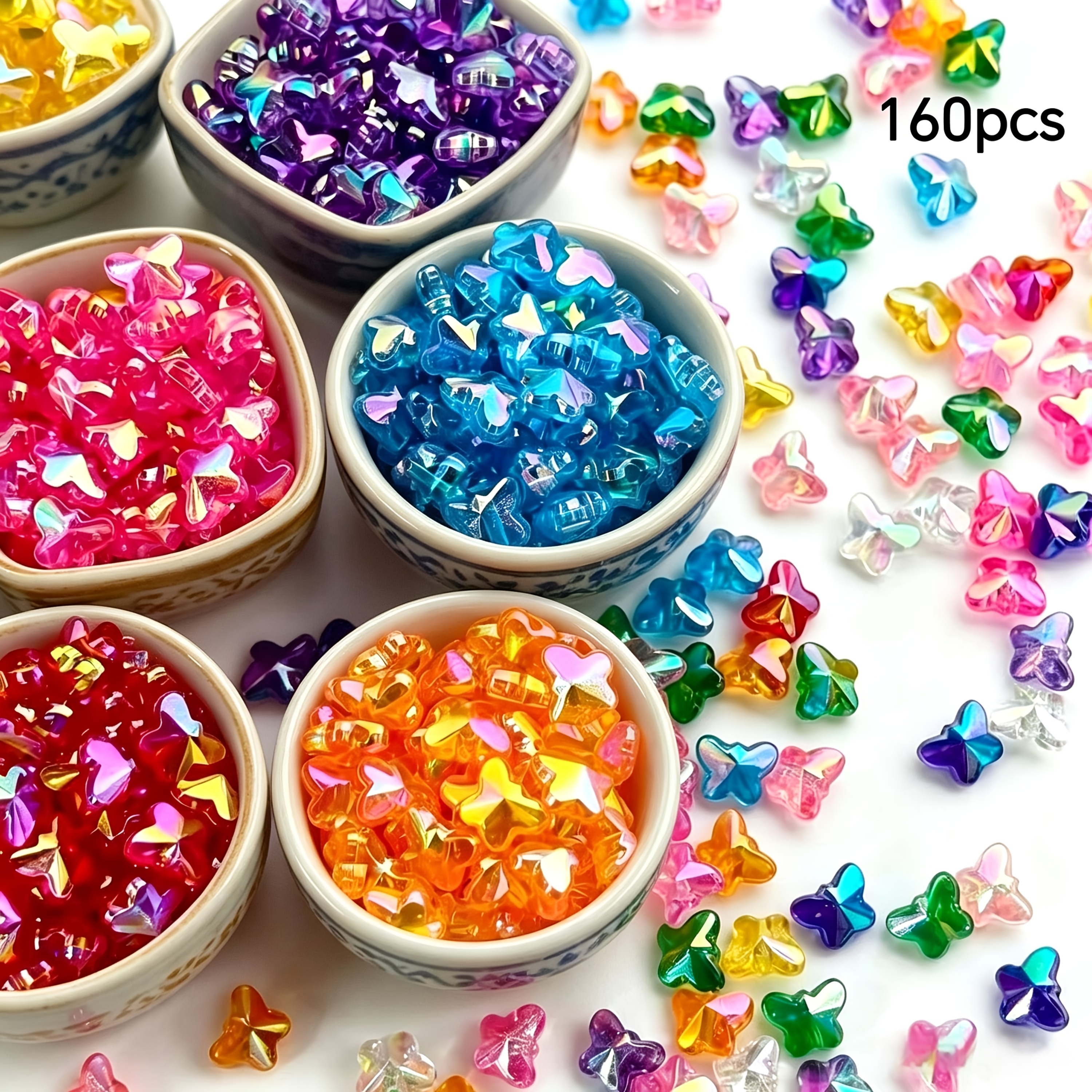TEMU 160pcs 10mm Acrylic Transparent Through Hole Handmade Decorative Beads Bracelet Necklace. Earrings. Mobile Phone Chain, Key Chain, Bag Pendant
