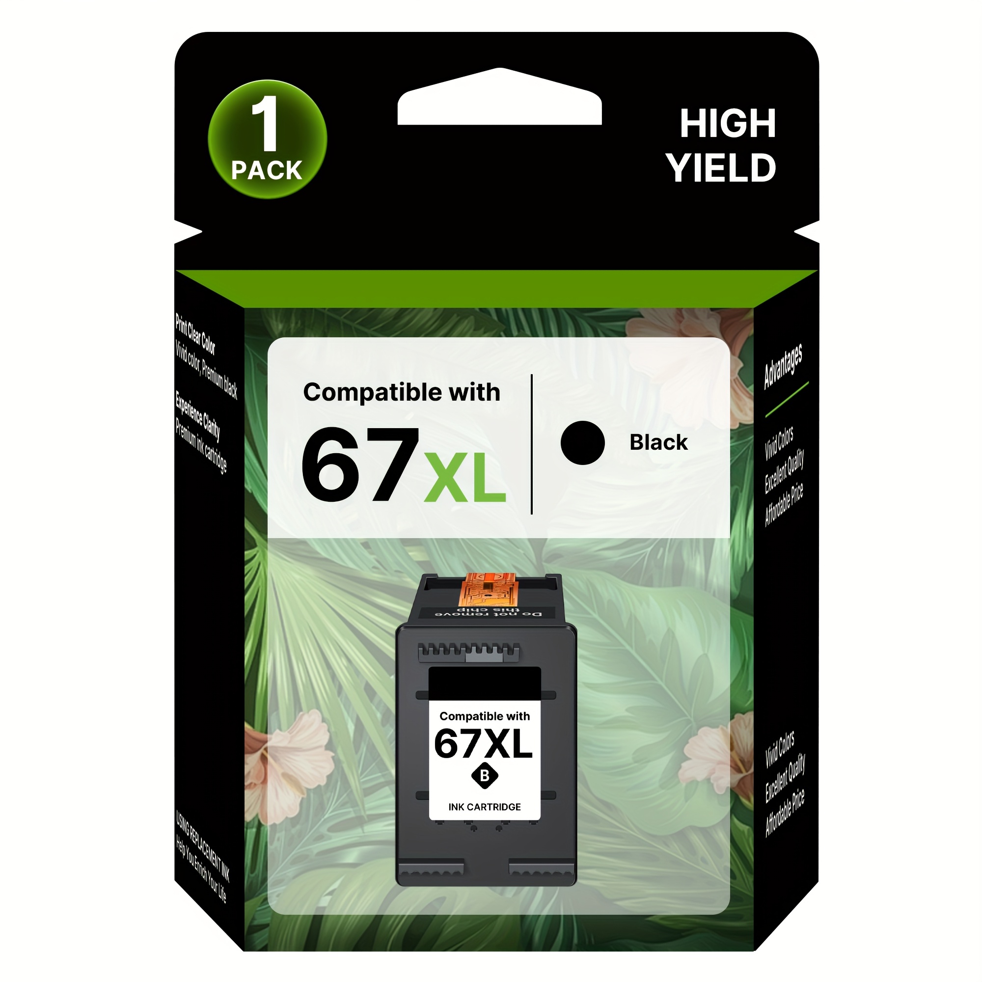 TEMU Pack de 1/Pack de 2 Cartouches d'encre 67XL de remplacement pour HP 2700E 4155E 4255E 2700 2855E 2755E 2755 pour 6000 6055E 6400