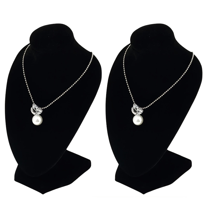 Image of 2pcs 6-inch Short Black Velvet Necklace Small Holder Stand Display Stands Mannequin Bust Jewelry Organizer Displays For Shop Event Shows (black Velvet, 10 X 15 Cm), Jewelry Towers
