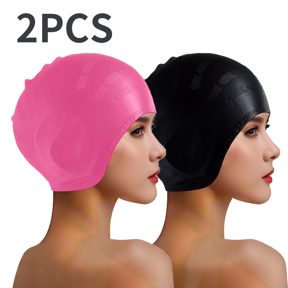 TEMU Due grandi da in silicone, un cappuccio per capelli lunghi da un cappuccio di protezione per le orecchie da , adatti per l'allenamento di per