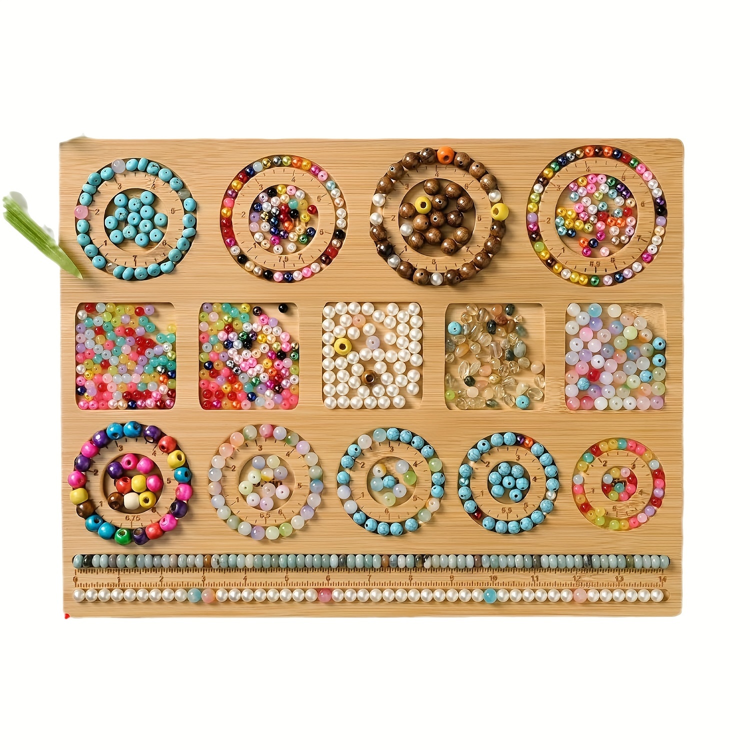 

Bamboo Bead Organizer Tray For Jewelry Making, 1pc Wooden Beading Board With Compartments For Bracelet Necklace Crafting