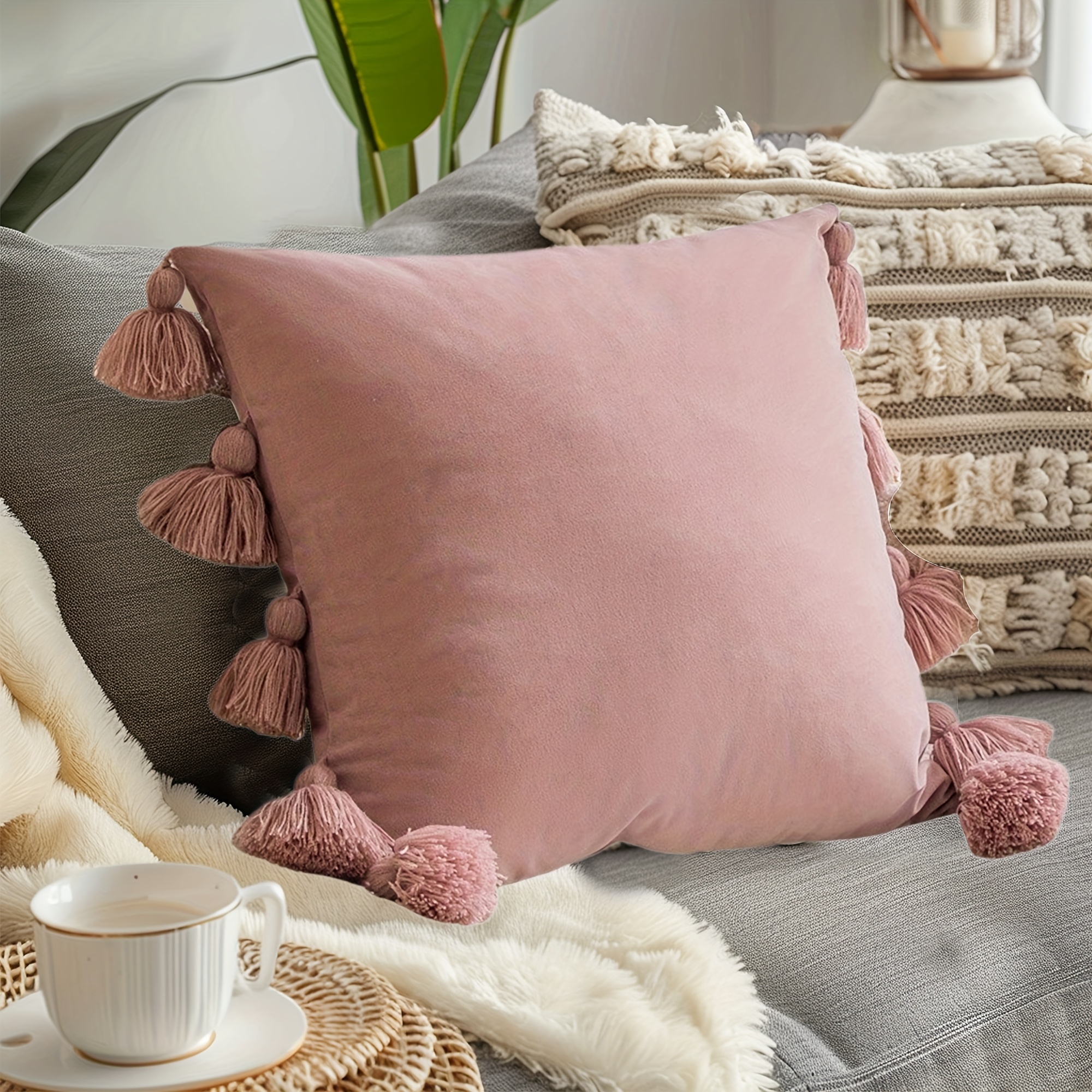 Cute Lumbar Pillow Pink Fun Pillows 1pc Soft Bow Decorative Pillow