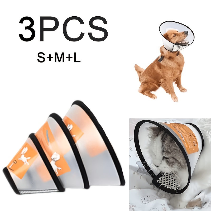 TEMU Set di 3 bandane morbide per cani (S+M+L), cappello protettivo per animali domestici, cuffia per di cani/, collare anti-graffio per il bagno,