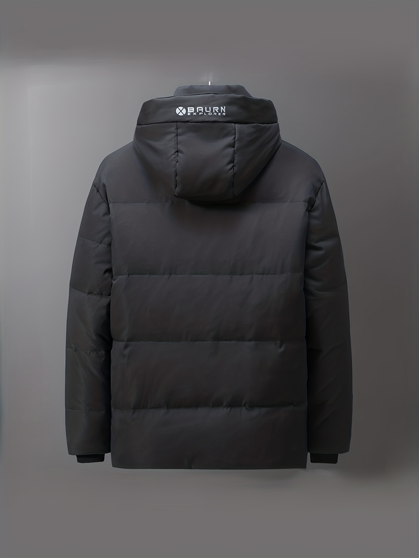 Jennine.wang Men's Hooded Warm Down Jacket, Multi Pocket Design