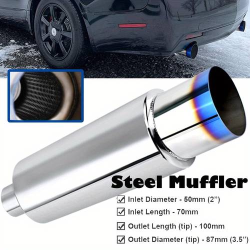 exhaust muffler 3 5 outlet 2 inlet polished straight tip inspired cannon