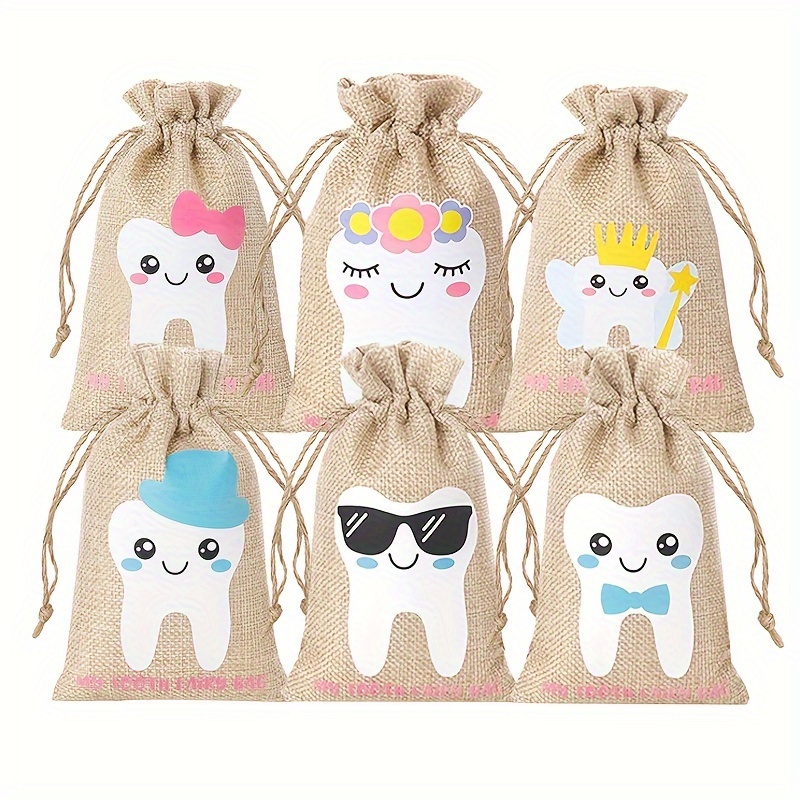 

6pcs, Teeth Storage Bag, Blue Pink Teeth Fairy Bag, Holiday Birthday Gift