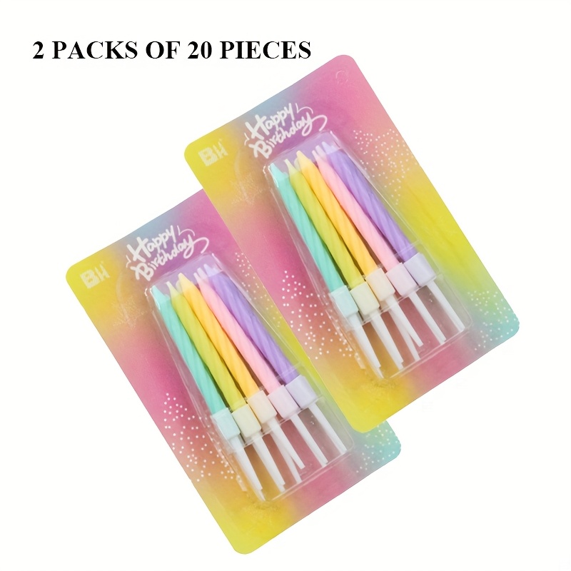 Image of Set Of 20 Birthday Candles Made From Soy Wax, Perfect For Decorating Birthday And Wedding Celebrations