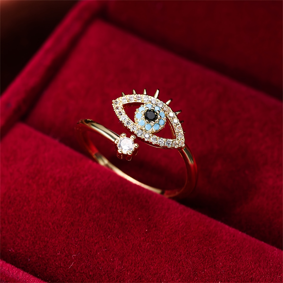 TEMU 1pc Cute Fashion Exquisite Minimalist Niche Evil Eye Ring Adjustable For Index Finger