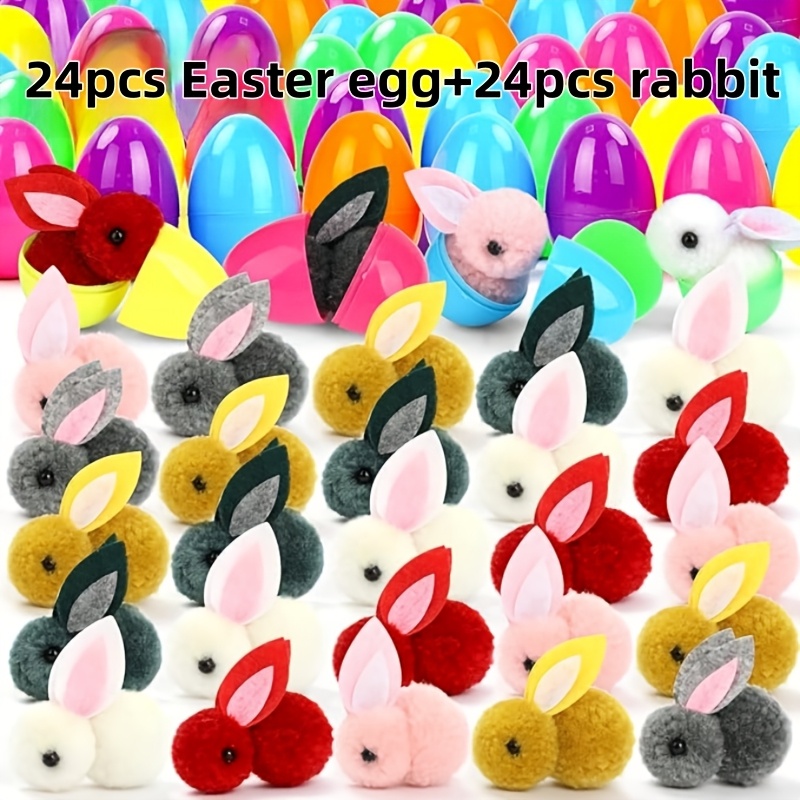 

A Set Of 24 Colored And A Mini Stuffed Easter Bunny, Easter Egg Hunts And Surprises.