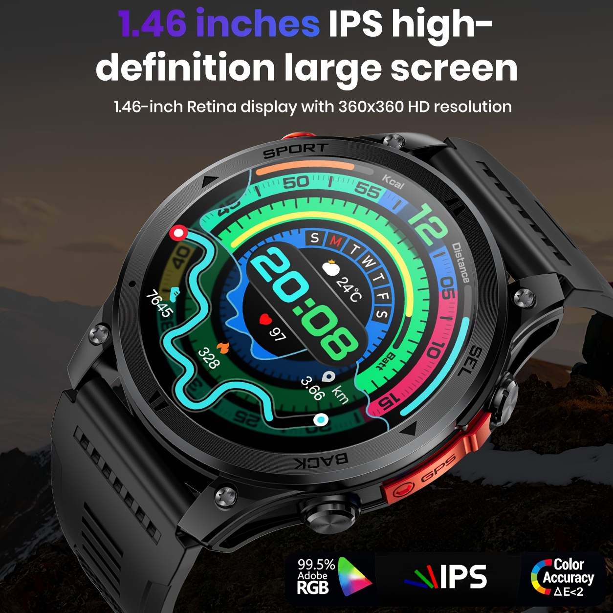 Men's Outdoor Smartwatch with GPS and Compass Function