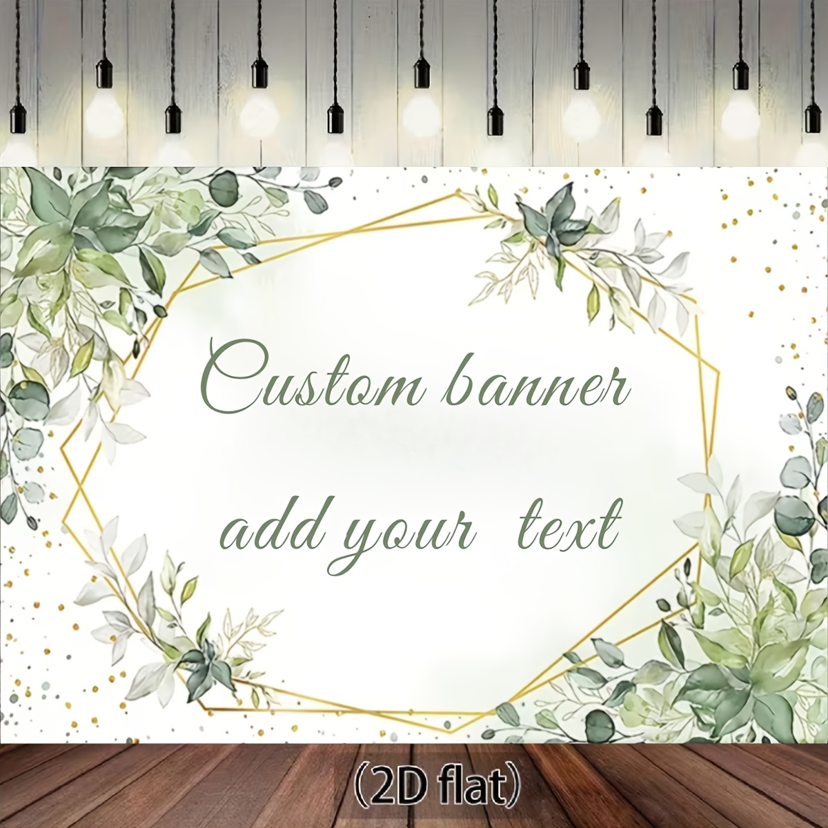 TEMU 2d Flat, 2d Party Flat Banner[customization]-1pc Of Custom Text Background Cloth, With Leaves Design, Suitable For Any