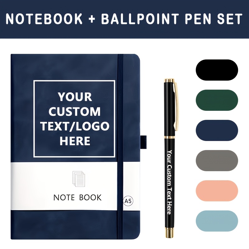 TEMU A5 Hardcover Notebook, Comes With A Ballpoint Pen, Uv Color Printing/logo/text, Ideal For Work, Business Meetings, Study Journals, And Teacher'