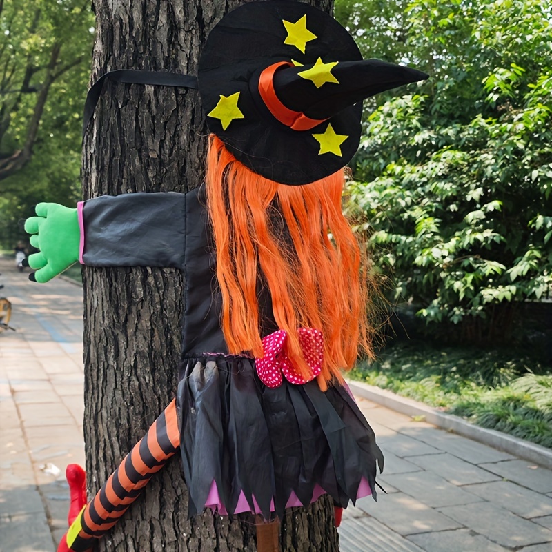 TEMU Outdoor/ Hanging Tree Climbing Decoration With Orange Hair - Multi-holiday Artificial For Christmas, Easter & Halloween Tree Ornaments - Hanging