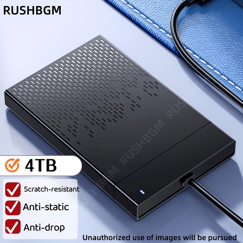 4tb high speed portable external hard drive usb 3 0 tool free installation pc laptop office large capacity hdd   file system video music extended backup black portable storage drive office data storage stylish design