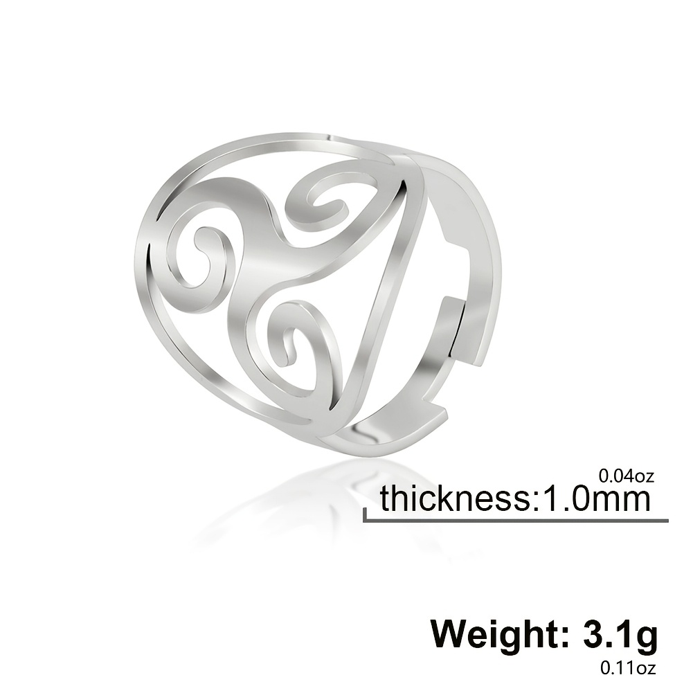 TEMU 1pc Men' Steel , Vintage Celtic Triple Spiral Hollow Swirl Pattern Ring, Ethnic Style Accessory Ring, Unisex Ring For Men And Women, Carnival,