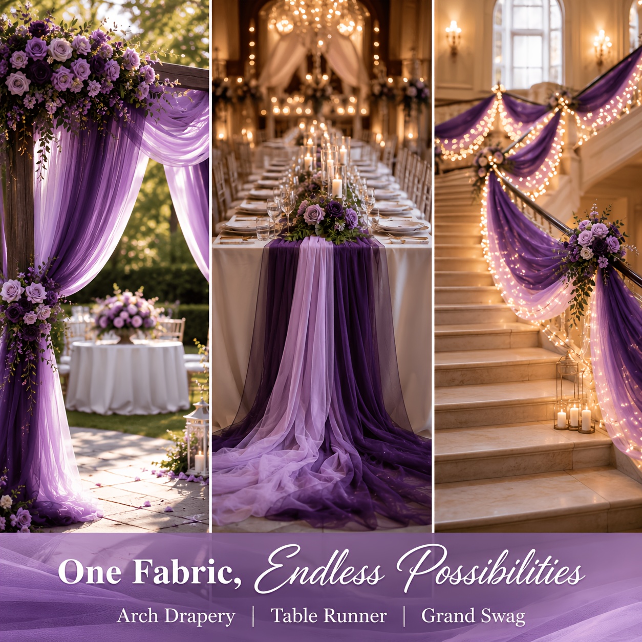 TEMU 2pcs Violet Foncé et , Ensemble de Dentelle en Tulle , Grande Taille, Convient pour Rideaux de Fenêtre, Décoration de Table et de Chaise,