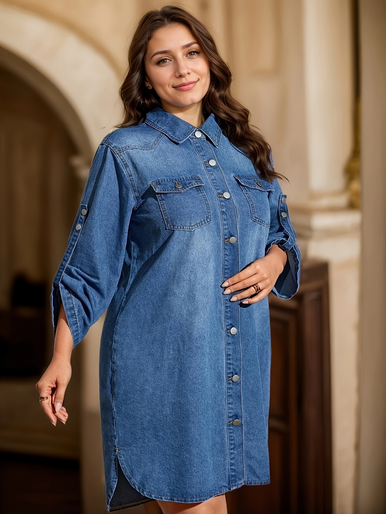 chinese dress ladies Best long-sleeved T-shirt dress with pockets for $20 on Amazon main image 1