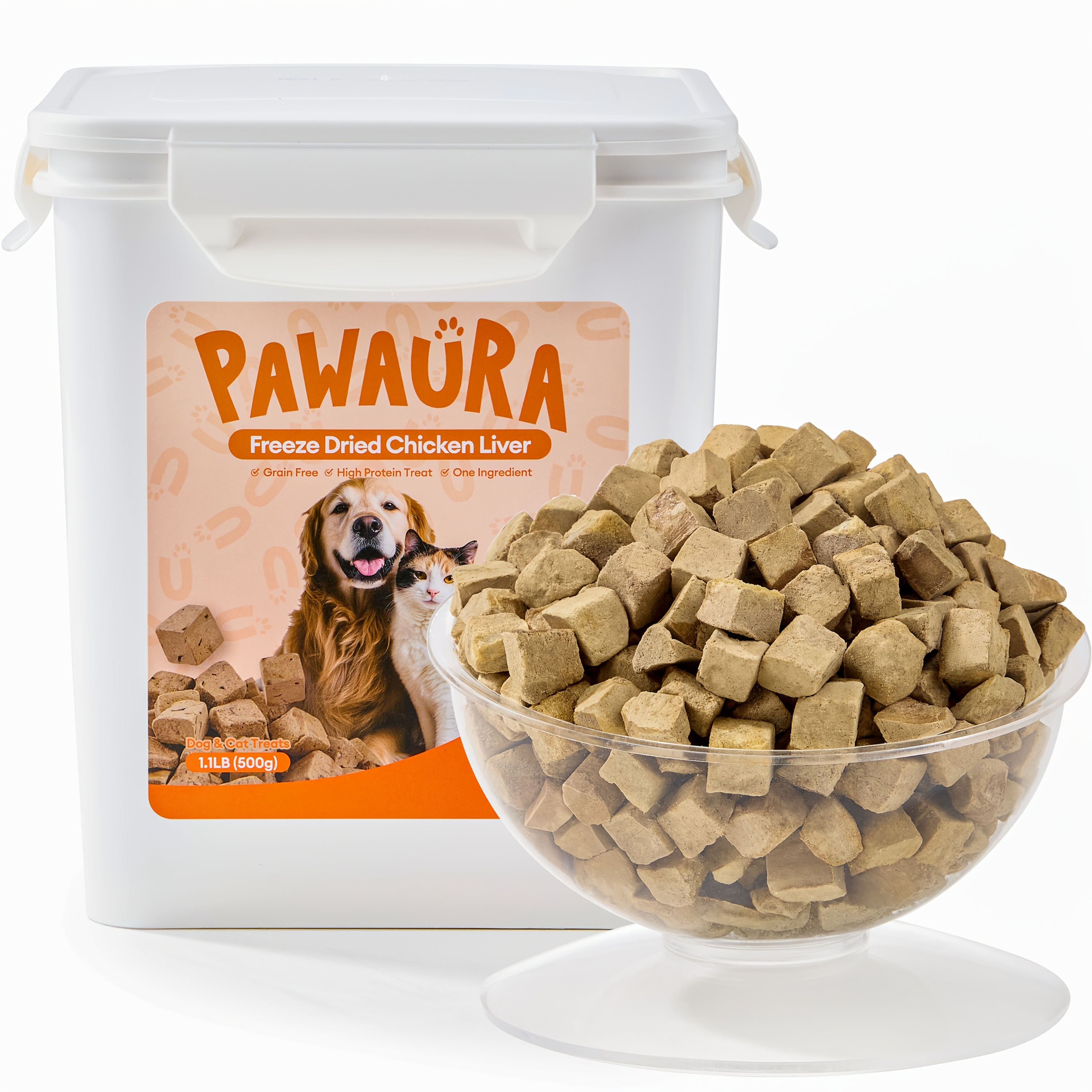   freeze dried chicken liver beef liver 3 in 1 mixed liver pet treats for dogs cats 1 1 lbs value bucket contains beef liver chicken liver chicken   source food topper ideal for training daily rewards Product details 2