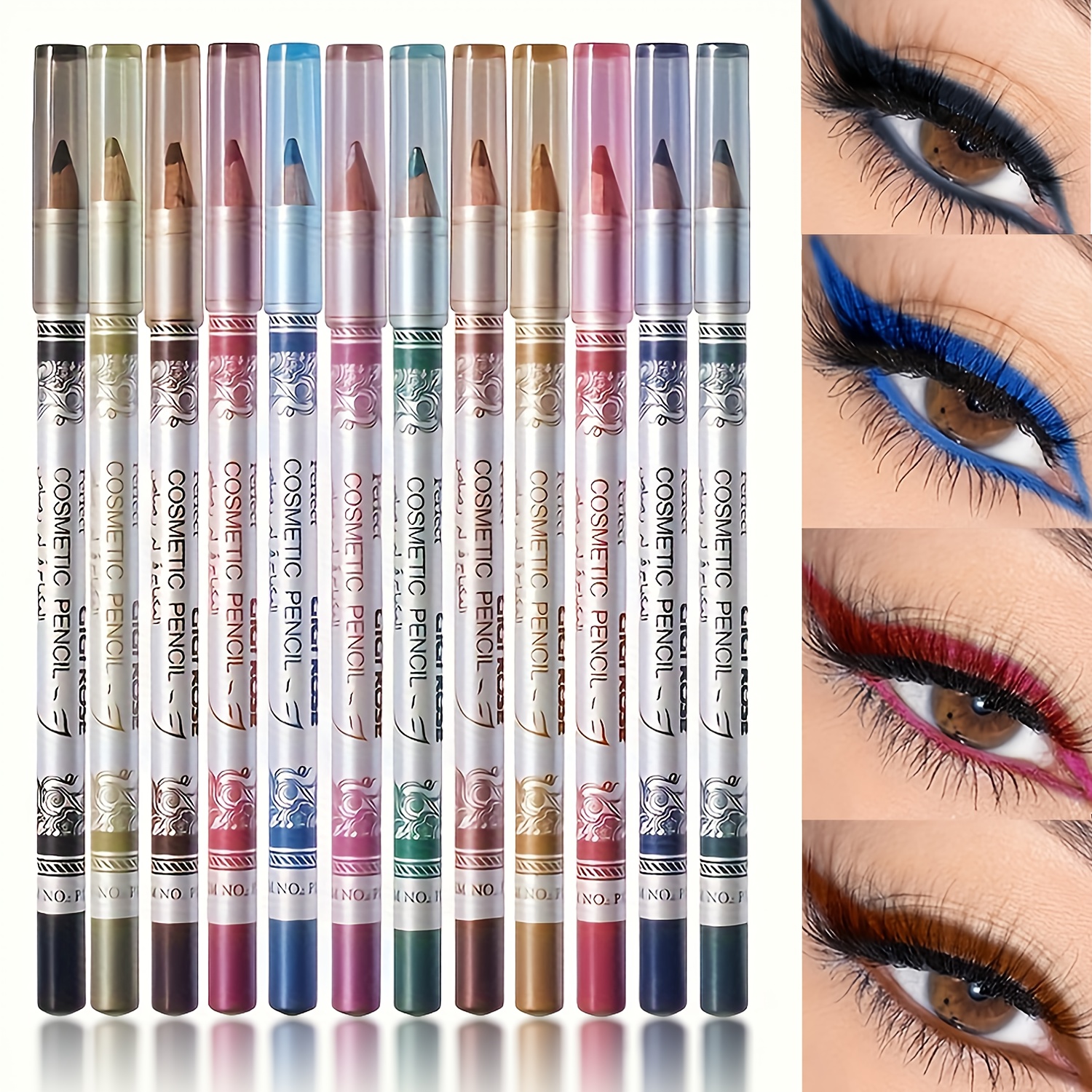 

12pcs Matte Colorful Eyeliner Pencil Set, Long-lasting Waterproof Cosmetic Eye Makeup, Smudge-proof Beauty Essentials