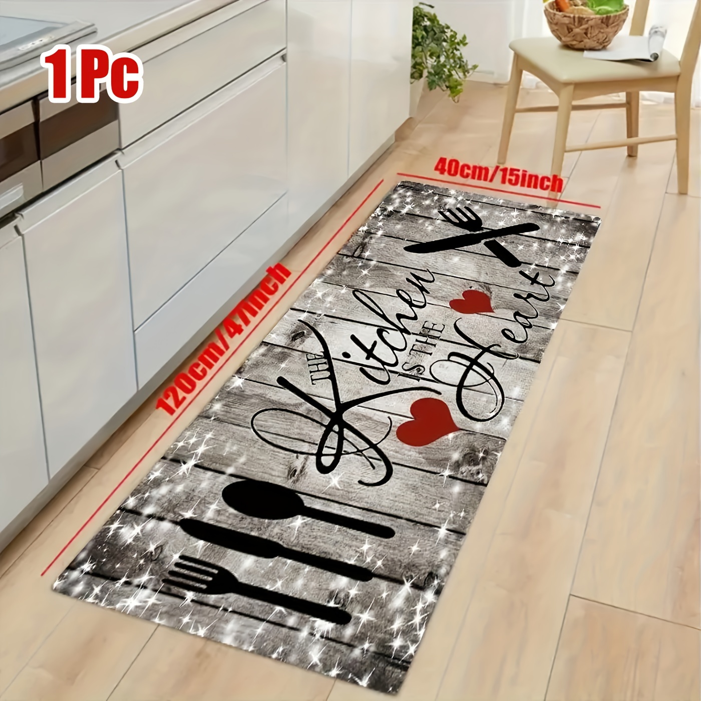 TEMU 1pc Kitchen Mat, Non-slip Thick Cushioned Kitchen Rug, Runner Rug, Heavy-duty Standing Mats, Kitchen Laundry Hallway Carpet