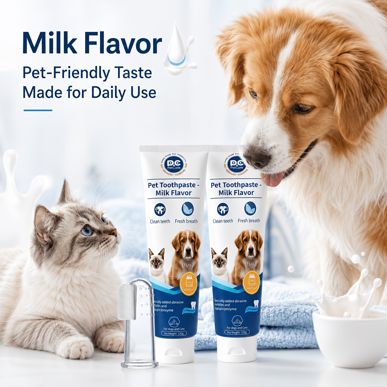 3pcs Pet Toothpaste Set - Specially Designed for Puppies And Kittens, Gently Cleans Teeth, Freshens Breath, And Protects Delicate Gums with a Mild Formula, Suitable for Safe Daily Care of Senior Pets As Well - Image 5