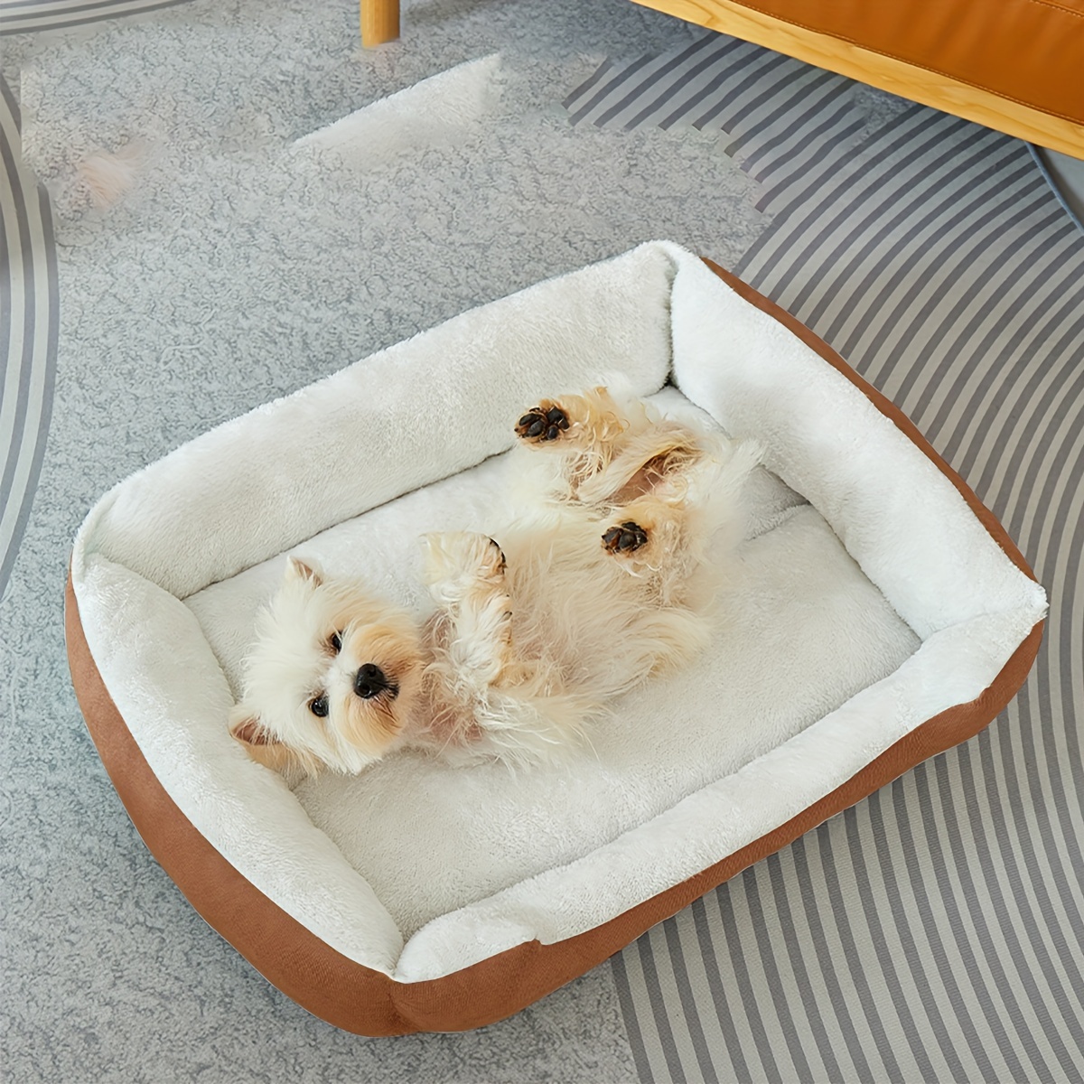 

1pc Dog Bed, Winter Warm Pet Lounger With Pp Cotton, Comfortable Square Dog House For Extra Small To Large Breeds, Non-assembled - Multiple Sizes & Colors