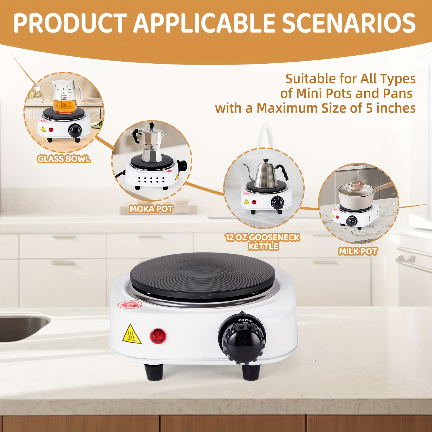 1   electric stove with scale   500w 220 240v euro plug white   for home dorm office use durable metal construction easy to clean stove for cooking dorm room appliance modern kitchenware metallic   Product details 4