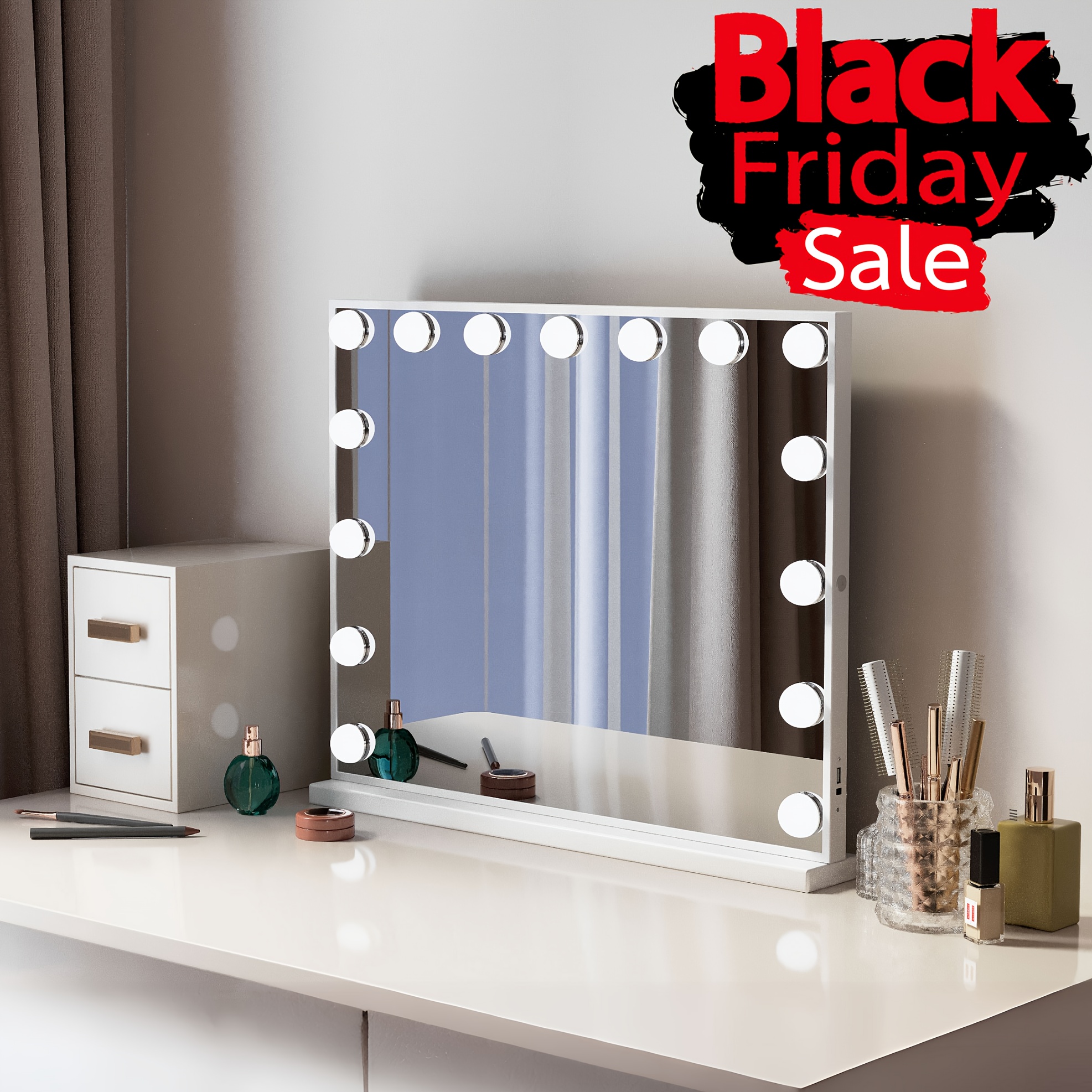 

Makeup Vanity Mirror With Lights Usb Charging For Phones Tabletop Wall Mount 23''x19''