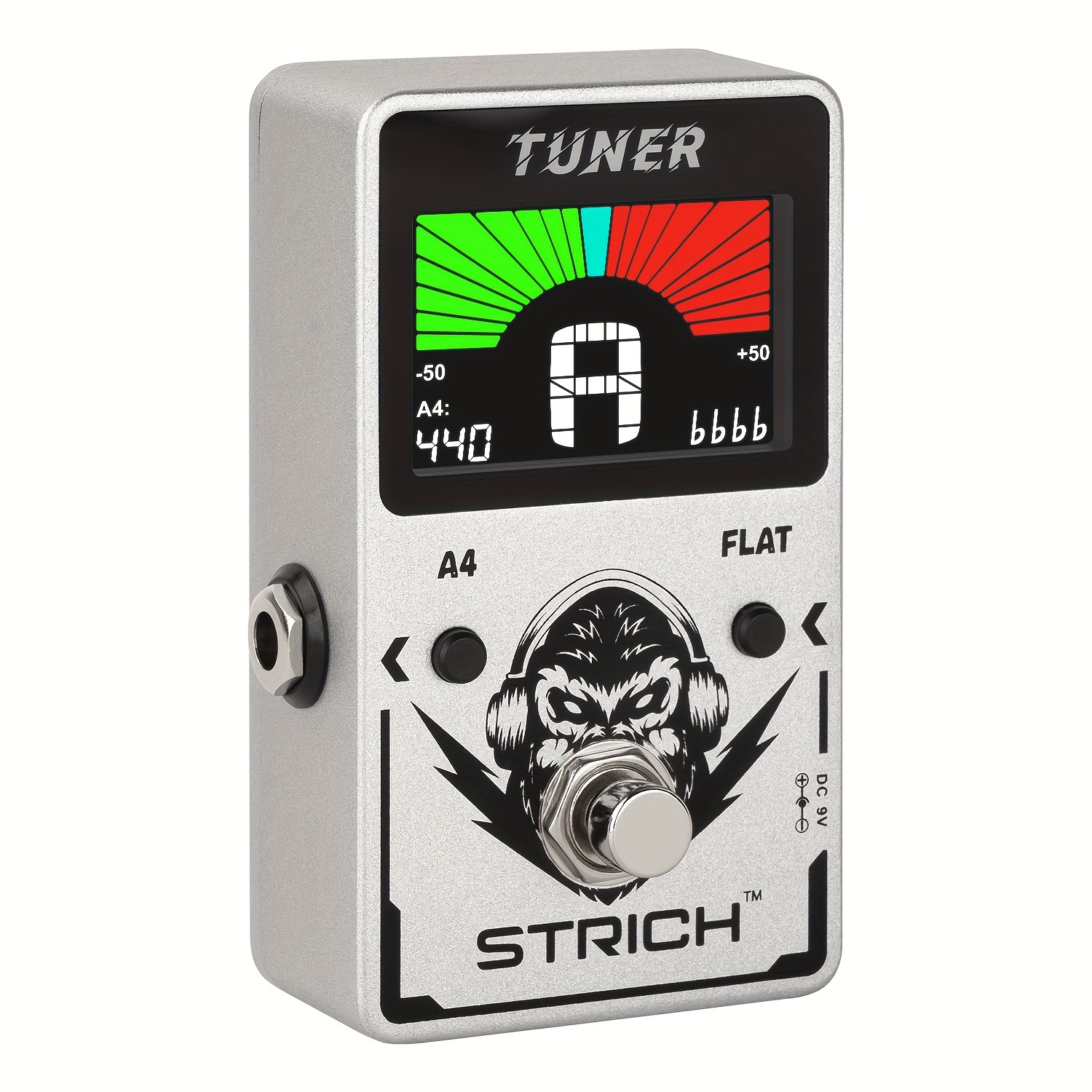 

Strich Guitar Tuner Pedal With Large Color Screen - Precision Chromatic Drop Tuning, 430-450hz A4, True Bypass For Electric Guitar & Bass