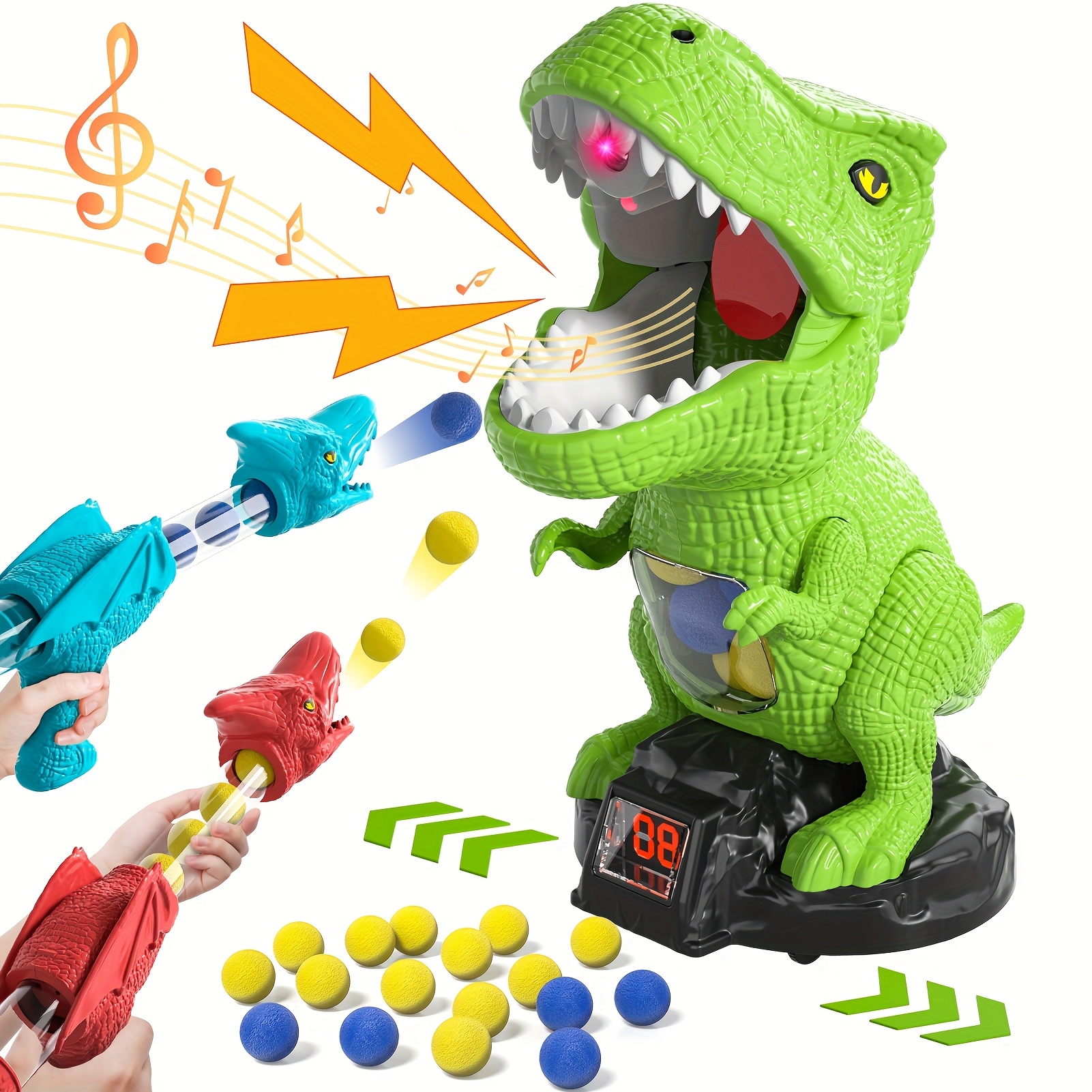 TEMU Movable Dinosaur Shooting Game Toys, Dinosaur Toys Outdoor Indoor Game For Girls Boys, Christmas Birthday Gift Toy For Boys 3-5 4-6 6-8