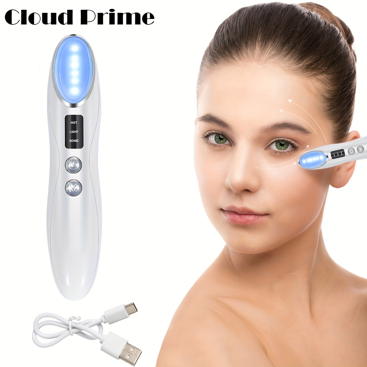 eye massager wand rechargeable facial massager vibration eye massager heated warm vibration light beige care tool for eyes beauty products absorption gift for mom on mothers day