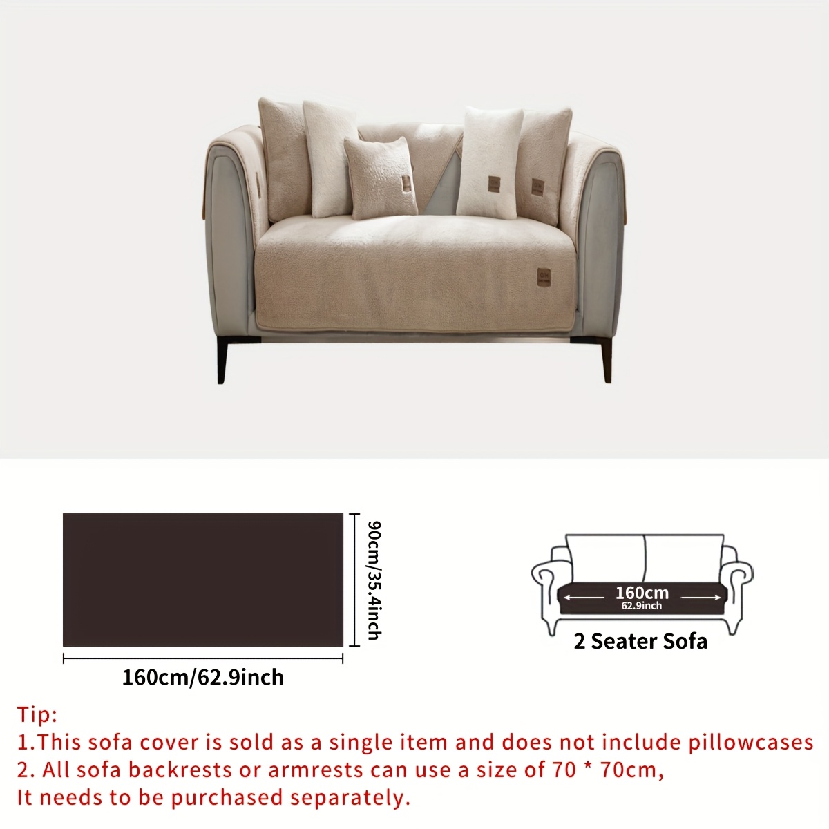 Image of 1pc Plush Warm Sofa Cover, Pet-friendly, Thick Winter , Soft, Modern Home Decor, Machine Washable, Fashionable Decor, Plush Sofa Cover