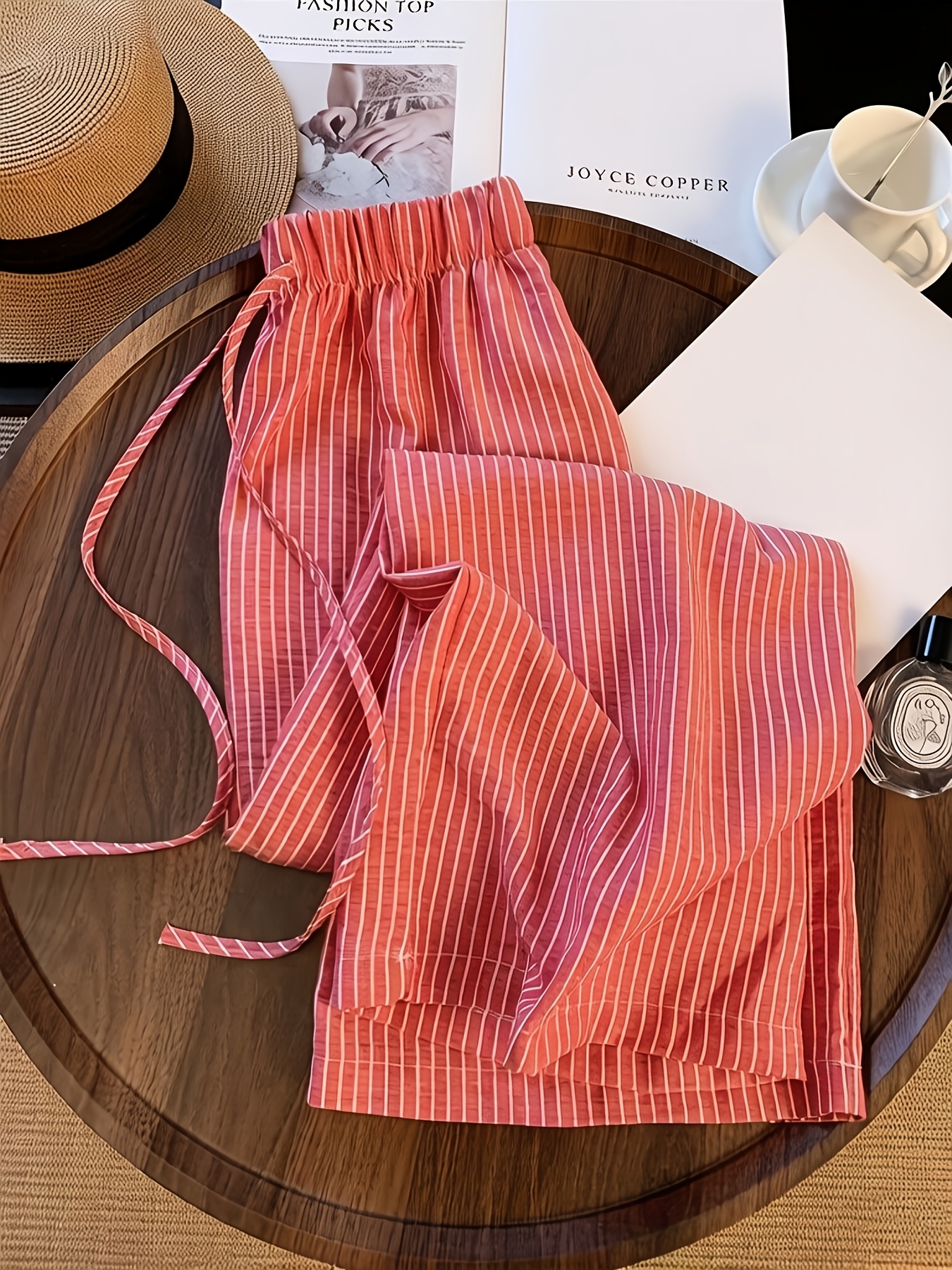 Lazy Red Striped Casual Wide-leg Pants Are.