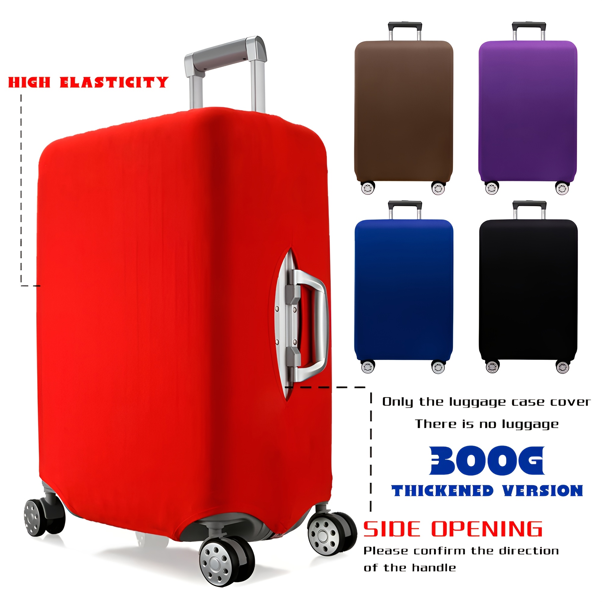 

Polyester Luggage Dust Cover - High-elasticity, -resistant Suitcase Protector In Red, Blue, Brown, Purple, Black | Fits 10l & Travel Bags With Zip Closure, Luggage For Travel