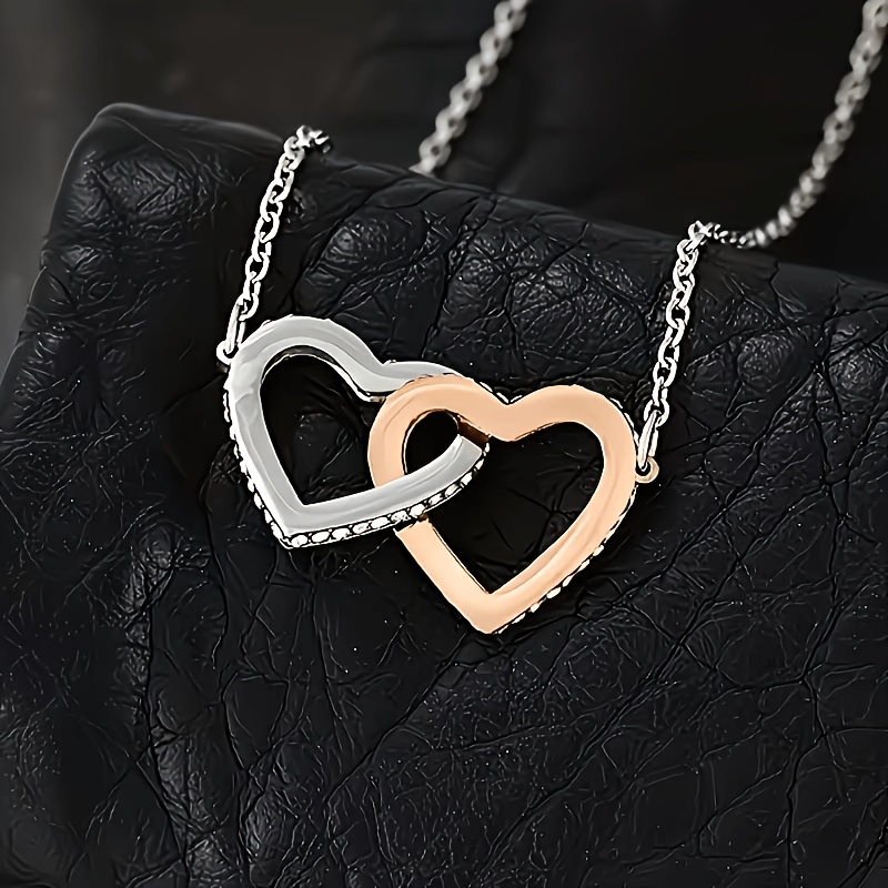Elegant Bohemian Heart Necklace Gift Box, Interlocking Pendant
