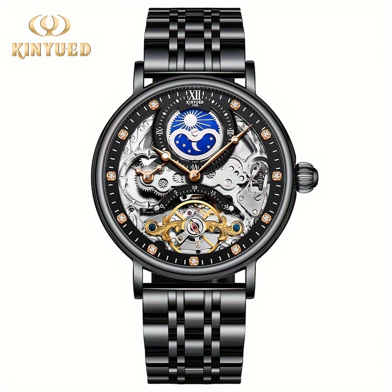 TEMU Kinyued Men' Mechanical Watch Mechanical Watch Men's Watch Watch Hollow Men's Watch Business Watch Men, Without Battery