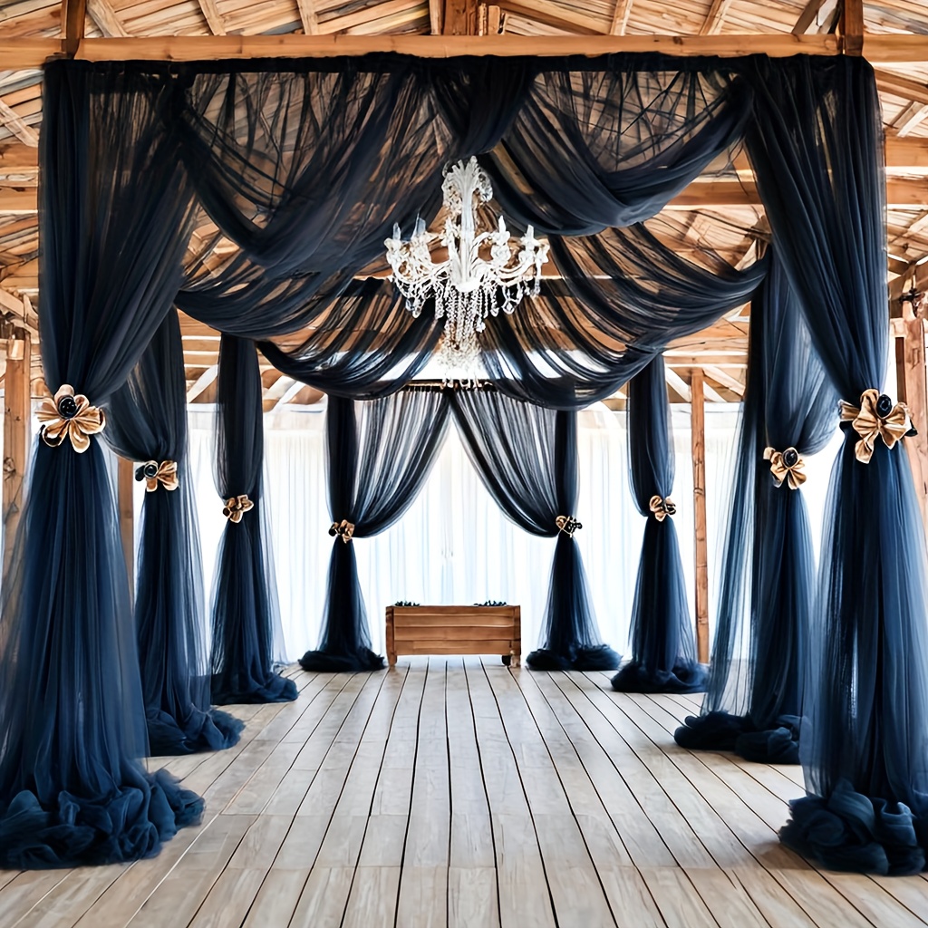 TEMU de tulle noir élégant, 8m de long - Décoration polyvalente pour , les fiançailles, les anniversaires, les baptêmes et les événements spéciaux -