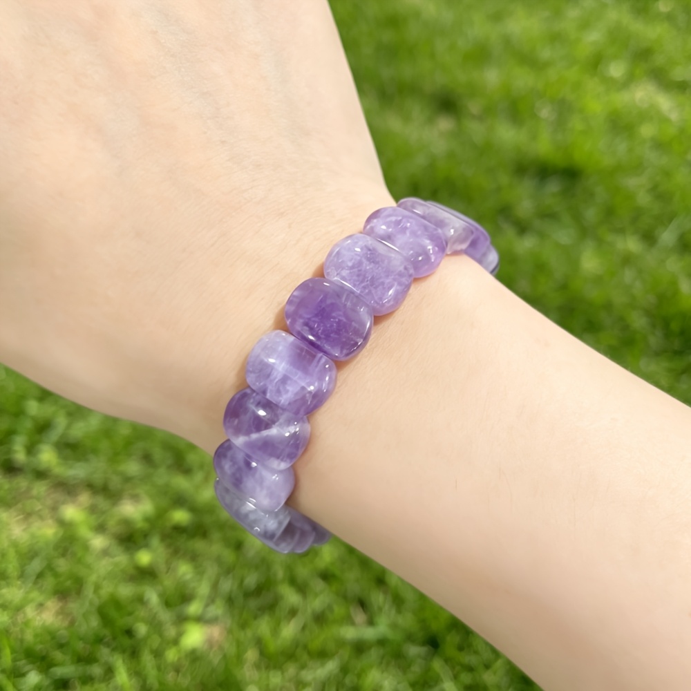 Natural Amethyst Bracelet with Square-Cut Beads, Elegant Gift