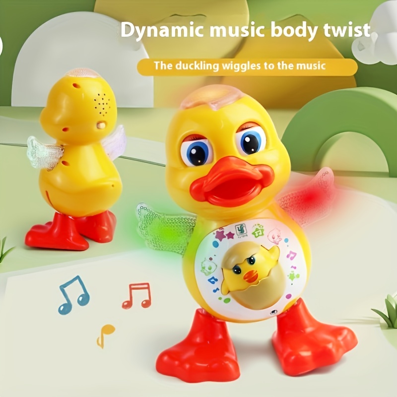 Interactive Dance Duck Toy with Music, Dynamic Lights & Blinking Effects, Educational Cartoon Animal Toy, Durable Plastic, Batteries Not Included, Suitable for 0-3 Years Old, Perfect Gift for Halloween & Christmas