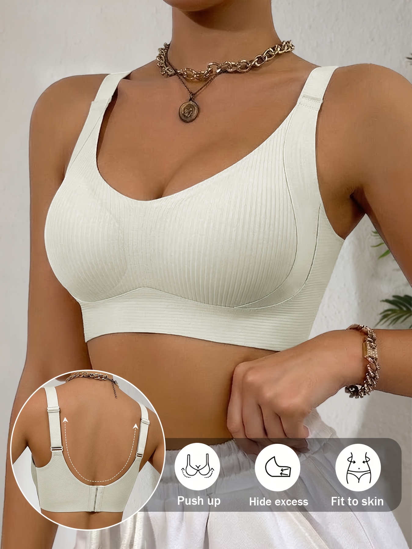 womens seamless wire free push up bra lifts and supports bra bulge wide adjustable straps removable pads comfortable and soft   sports bra