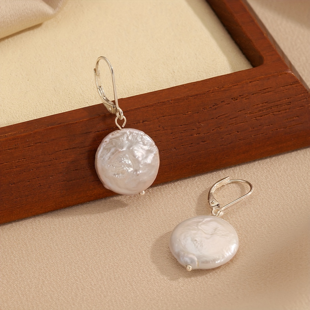 Natural Baroque Freshwater Pearl Drop Earrings, Vintage Style