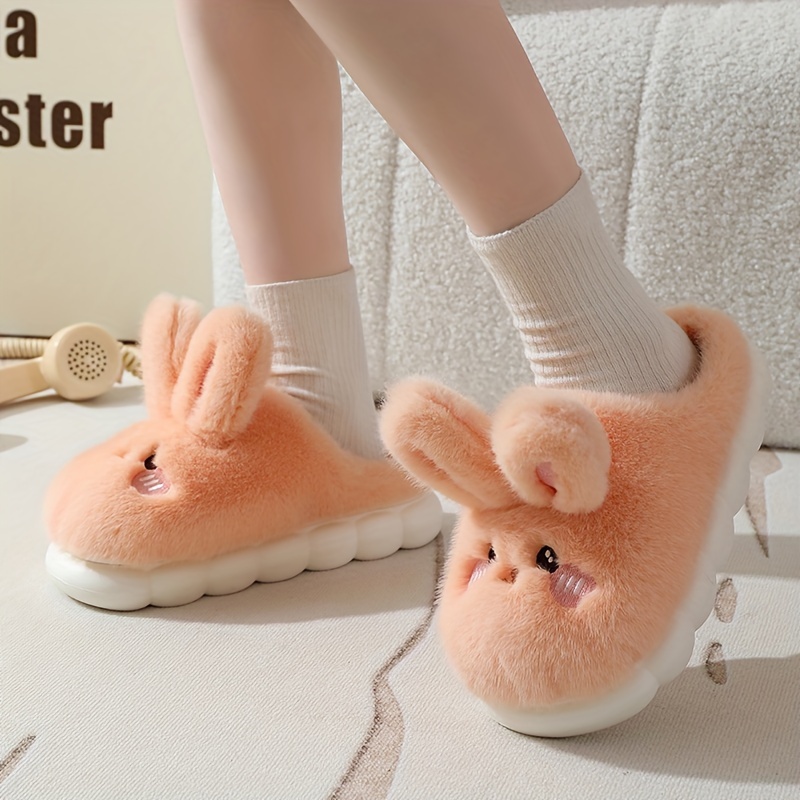 

Cute Winter Bunny Slippers With Soles, Plush Home Slippers For Couples, Non-slip Soft Bottom For Women.