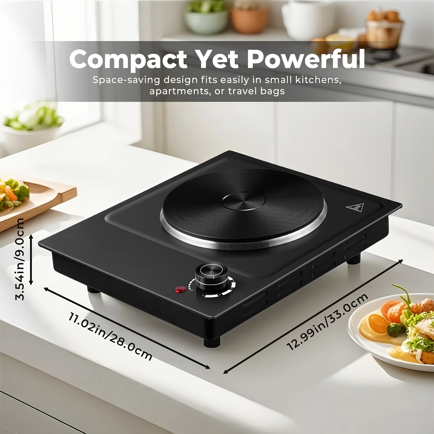 TEMU Plate, Electric Burner, Temperature Control, Compact Stainless Steel Stove For Home
